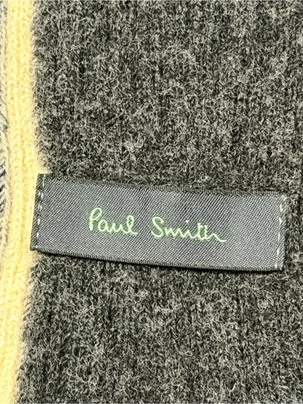 Paul Smith Men’s 100% Wool Striped Scarf Navy Gray Blue Brown Cream Fringe